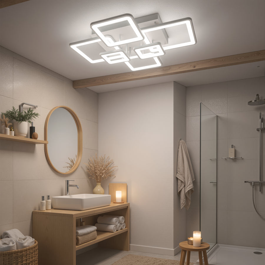 LED полилей с дистанционно управление ELLA 119W, 6 квадрата, студена/топла/неутрална светлина, димируем, бял LED полилей с дистанционно управление Default Title Alessandro Design