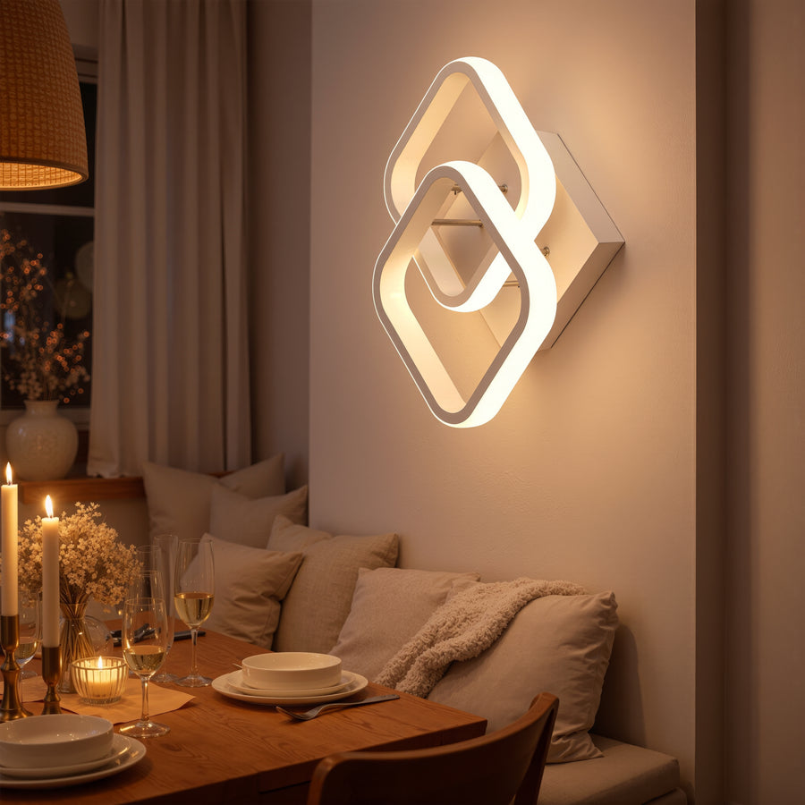 VERTEX Matrix LED полилей, припокриващи се диаманти, метални рамки, 24W, 2 диаманта, студена/топла/неутрална светлина 3000K/4000K/6000K, бели LED полилеи Заглавие по подразбиране Alessandro Design