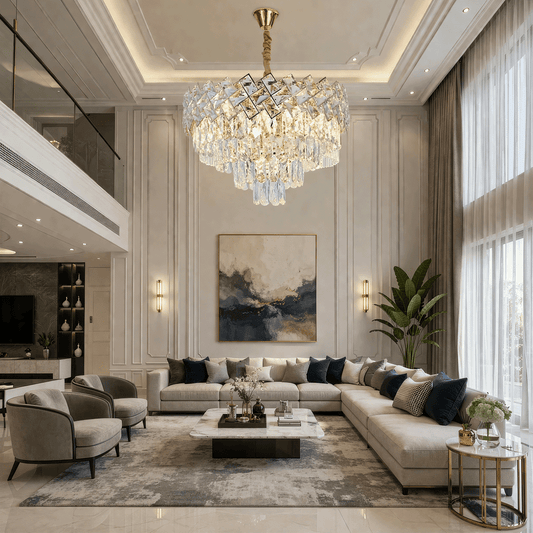 Кристален полилей WINDSOR Elegance 8x E14, диаметър 39 см, блестящо злато, регулируема височина, метални и кристални кристални полилеи Заглавие по подразбиране Alessandro Design