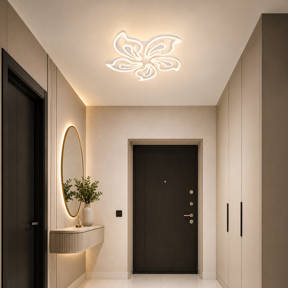LED полилей с дистанционно управление GLORIOSA 95W, 5 венчелистчета, студена/топла/неутрална светлина, димиране, бял LED полилей с дистанционно управление Default Title Alessandro Design