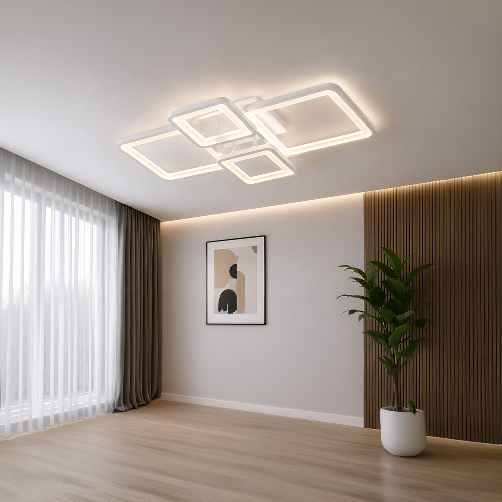 LED полилей с дистанционно управление ELLA 67W, 4 квадрата, студена/топла/неутрална светлина, димируем, бял LED полилей с дистанционно управление Default Title Alessandro Design