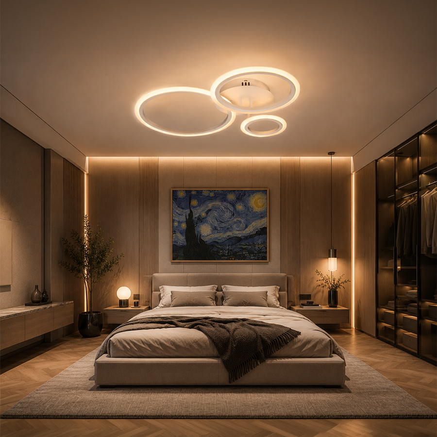 LED полилей с дистанционно управление BETTY 40W, 3 кръга, студена/топла/неутрална светлина, димируеми, бели, метални и акрилни LED полилеи с дистанционно управление Заглавие по подразбиране Alessandro Design