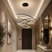 Окачен LED полилей с дистанционно управление CASIANA 85W, 3 кръга, Студена/Топла/Неутрална светлина, Димируем, Черен, Регулируема височина LED полилеи с дистанционно управление Заглавие по подразбиране Alessandro Design