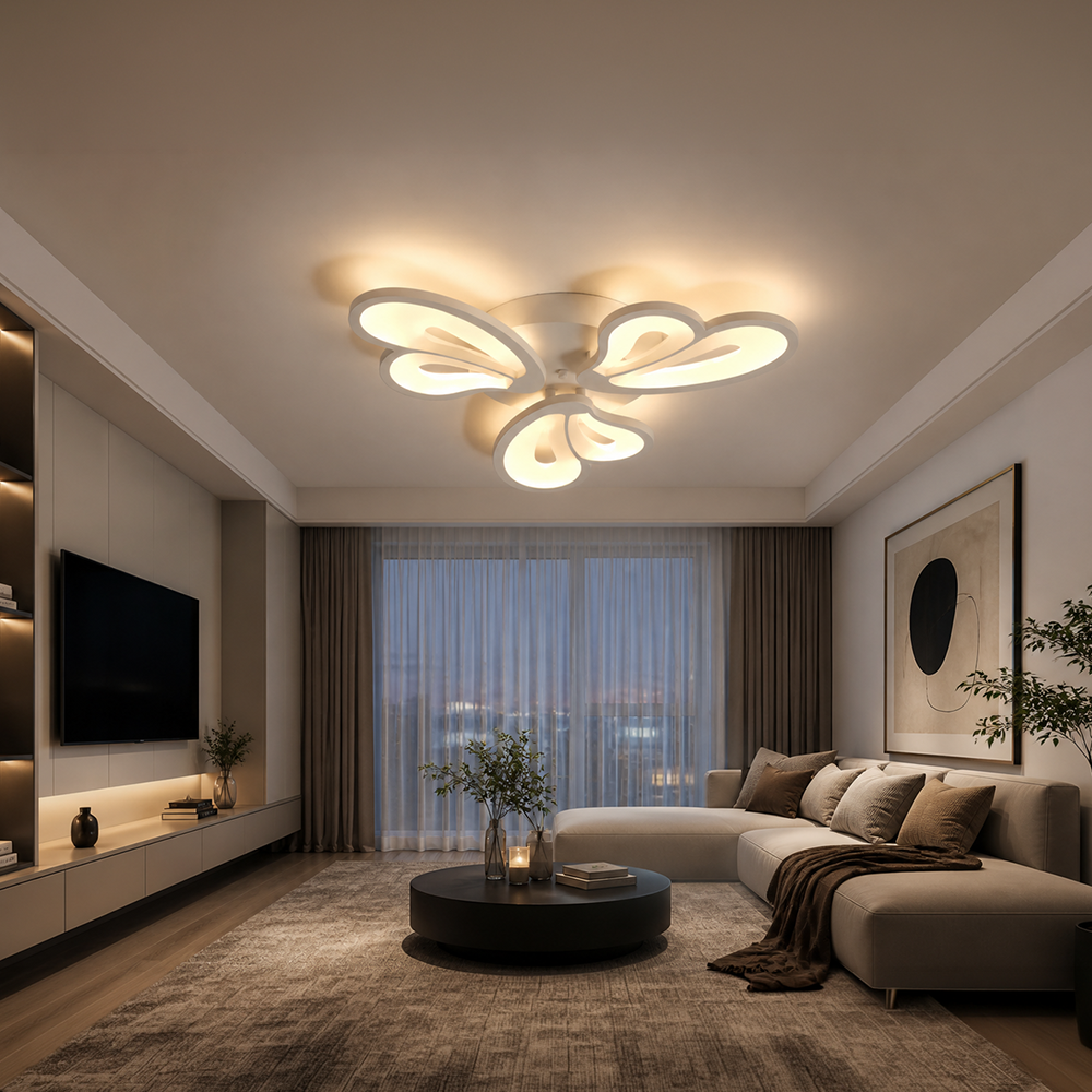 LED полилей с дистанционно управление BLOSSOM 40W, 3 венчелистчета, студена/топла/неутрална светлина, димиране, бял LED полилей с дистанционно управление Заглавие по подразбиране Alessandro Design