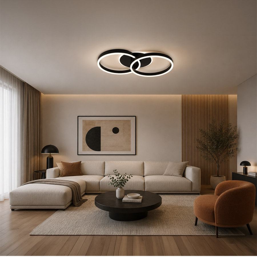 LED полилей с дистанционно управление RIGA LILITH 34W, 2 кръга, студена/топла/неутрална светлина, димируем, черен LED полилей с дистанционно управление Заглавие по подразбиране Alessandro Design