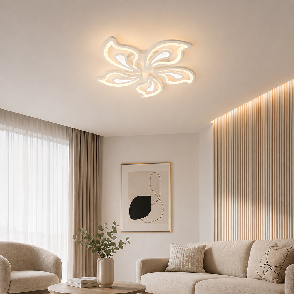 LED полилей с дистанционно управление LILY 86W, 5 елемента, Студена/Топла/Неутрална светлина, Димируем, Бял LED полилей с дистанционно управление Default Title Alessandro Design