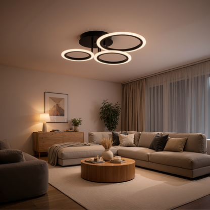 LED полилей с дистанционно BETTY 40W, 3 кръга, студена/топла/неутрална светлина, димируем, черен LED полилей с дистанционно управление Заглавие по подразбиране Alessandro Design