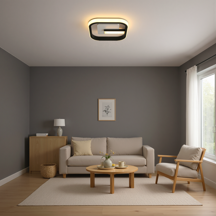 LED полилей VICTORIA 19W, квадратен, студена/топла/неутрална светлина, черен, бял LED полилей Заглавие по подразбиране Alessandro Design