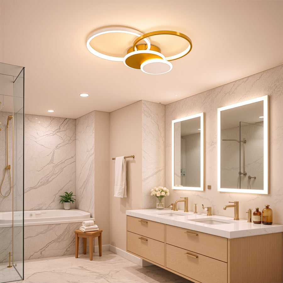 LED полилей с дистанционно управление KILLIAN 80W, 4 кръга, студена/топла/неутрална светлина, димиране, златни LED полилеи с дистанционно управление Заглавие по подразбиране Alessandro Design