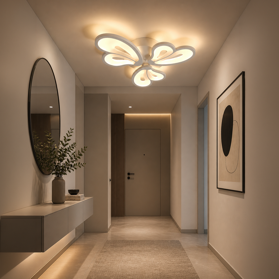 LED полилей с дистанционно управление BLOSSOM 40W, 3 венчелистчета, студена/топла/неутрална светлина, димиране, бял LED полилей с дистанционно управление Заглавие по подразбиране Alessandro Design