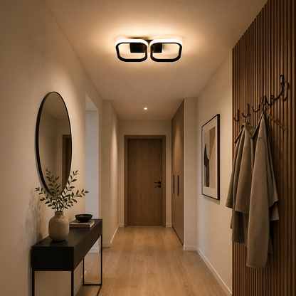 LED полилей VERTEX 21W, 2 квадрата, линейна, студена/топла/неутрална светлина, черни LED полилеи Заглавие по подразбиране Alessandro Design