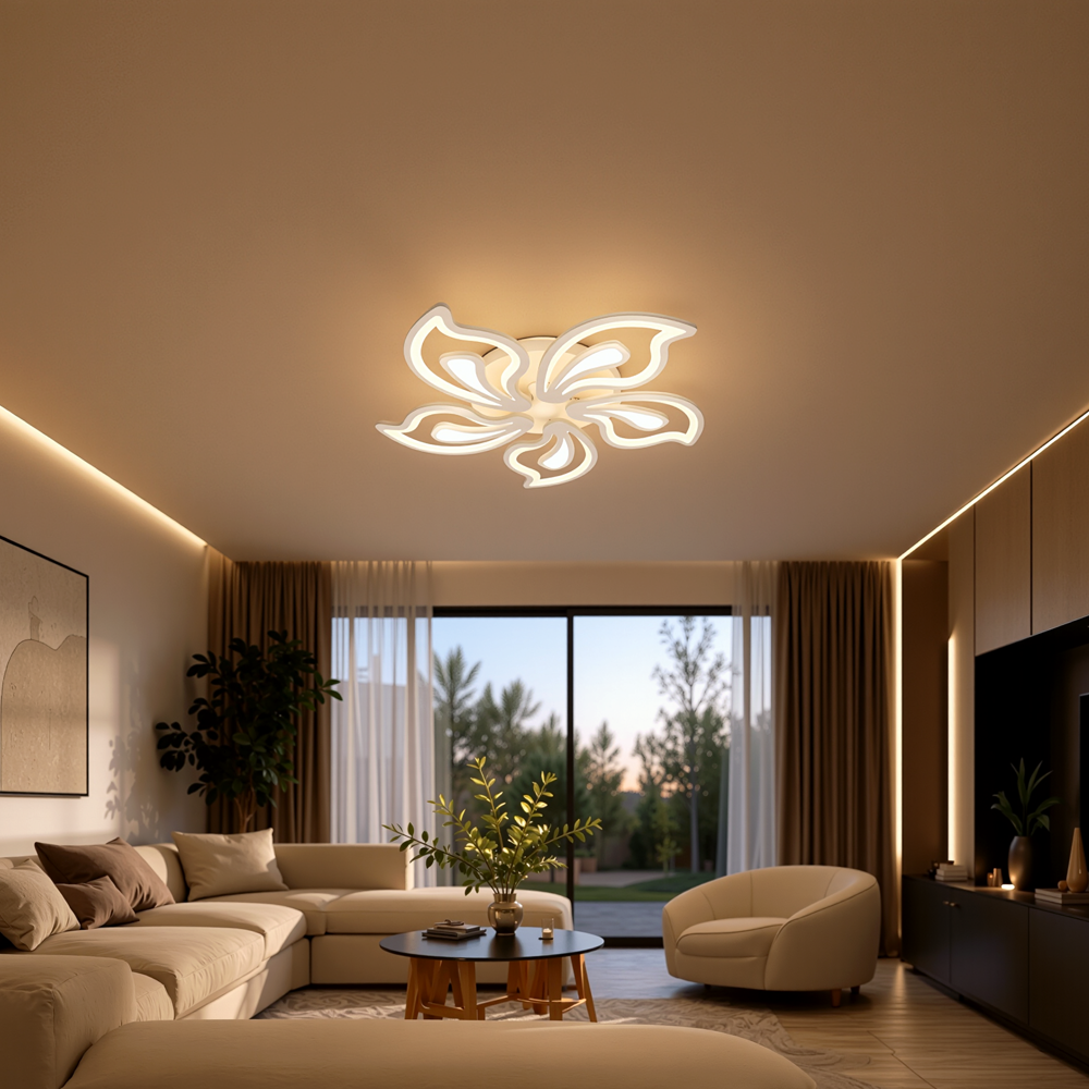 LED полилей с дистанционно управление GLORIOSA 95W, 5 венчелистчета, студена/топла/неутрална светлина, димиране, бял LED полилей с дистанционно управление Default Title Alessandro Design