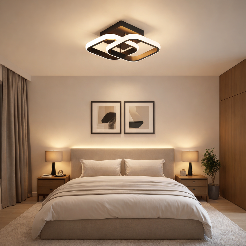 LED полилей VERTEX Matrix с припокриващи се диаманти, метални рамки, 24W, 2 диаманта, студена/топла/неутрална светлина 3000K/4000K/6000K, черен, метален и силиконов LED полилей Заглавие по подразбиране Alessandro Design