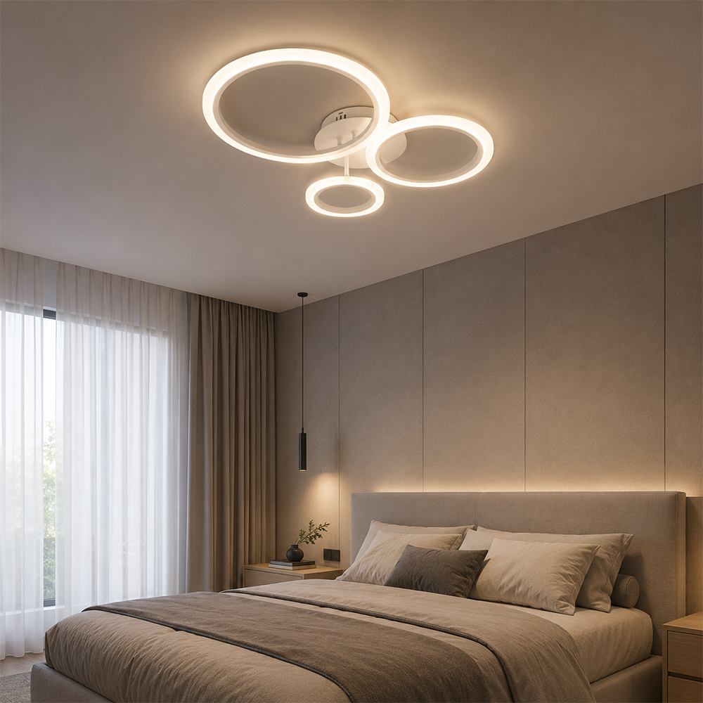 LED полилей с дистанционно управление BETTY 40W, 3 кръга, студена/топла/неутрална светлина, димируеми, бели, метални и акрилни LED полилеи с дистанционно управление Заглавие по подразбиране Alessandro Design