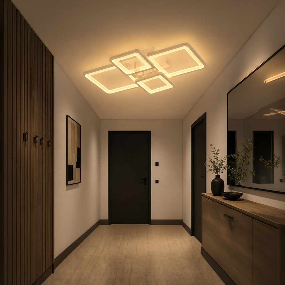 LED полилей с дистанционно управление ELLA 67W, 4 квадрата, студена/топла/неутрална светлина, димируем, бял LED полилей с дистанционно управление Default Title Alessandro Design