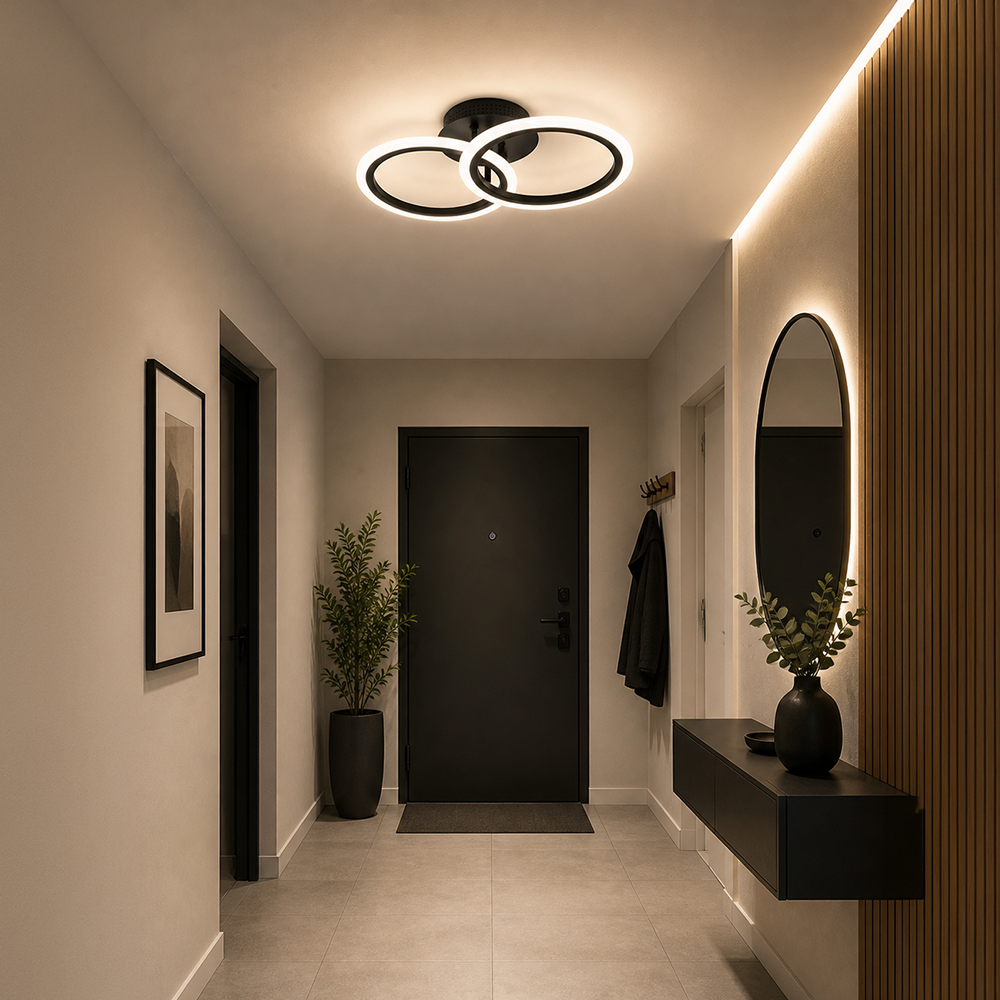 LED полилей с дистанционно BETTY 27W, 2 кръга, студена/топла/неутрална светлина, димируем, черен LED полилей с дистанционно управление Заглавие по подразбиране Alessandro Design