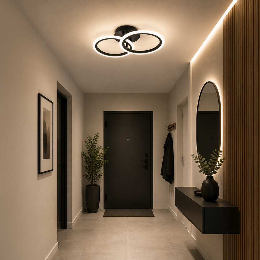 LED полилей с дистанционно BETTY 27W, 2 кръга, студена/топла/неутрална светлина, димируем, черен LED полилей с дистанционно управление Заглавие по подразбиране Alessandro Design