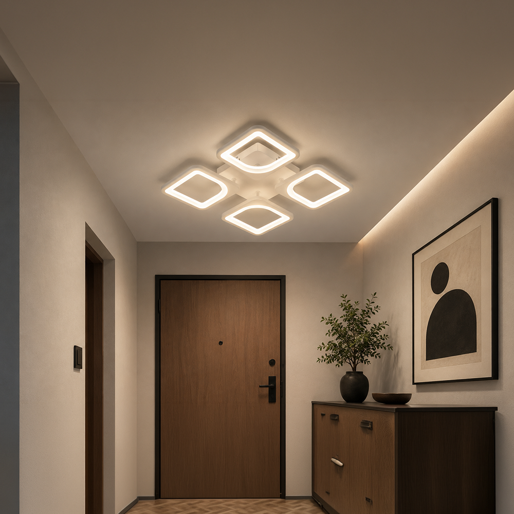 LED полилей с дистанционно управление ZOE 53W, 4 квадрата, студена/топла/неутрална светлина, димируем, бял LED полилей с дистанционно управление Заглавие по подразбиране Alessandro Design