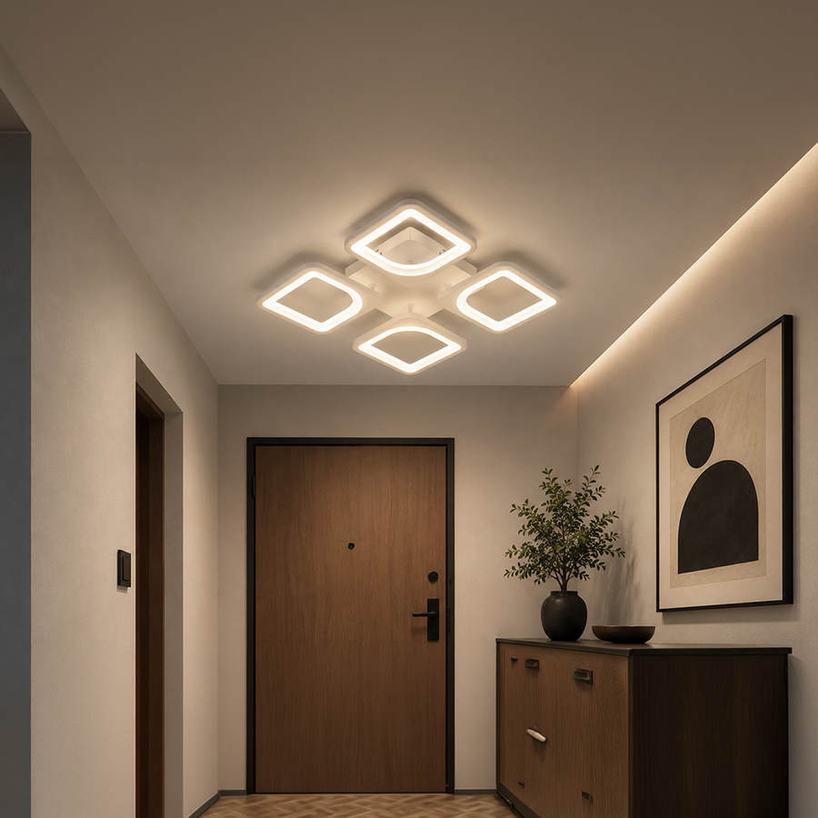 LED полилей с дистанционно управление ZOE 53W, 4 квадрата, студена/топла/неутрална светлина, димируем, бял LED полилей с дистанционно управление Заглавие по подразбиране Alessandro Design