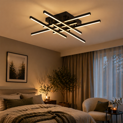 LED полилей с дистанционно управление LINEX, 81W, 6 елемента, линейна, студена/топла/неутрална светлина, димируем, черен LED полилей с дистанционно управление Заглавие по подразбиране Alessandro Design