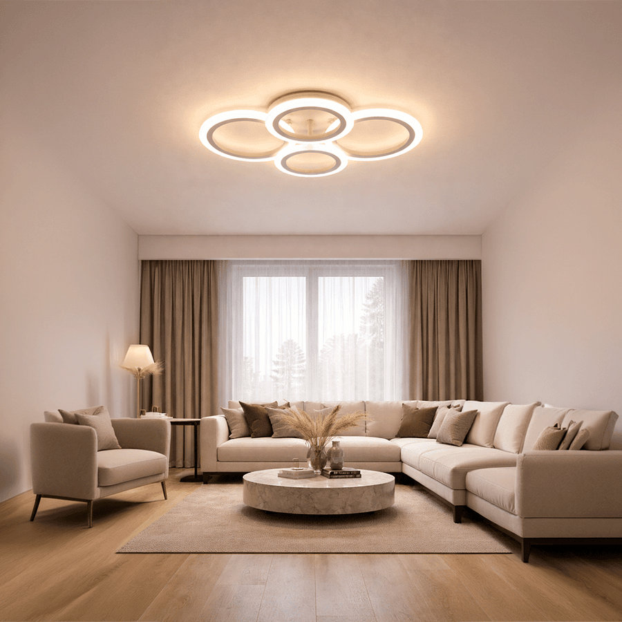 LED полилей с дистанционно BETTY 43W, 4 кръга, Студена/Топла/Неутрална светлина, Димируем, Бял LED полилей с дистанционно управление Заглавие по подразбиране Alessandro Design