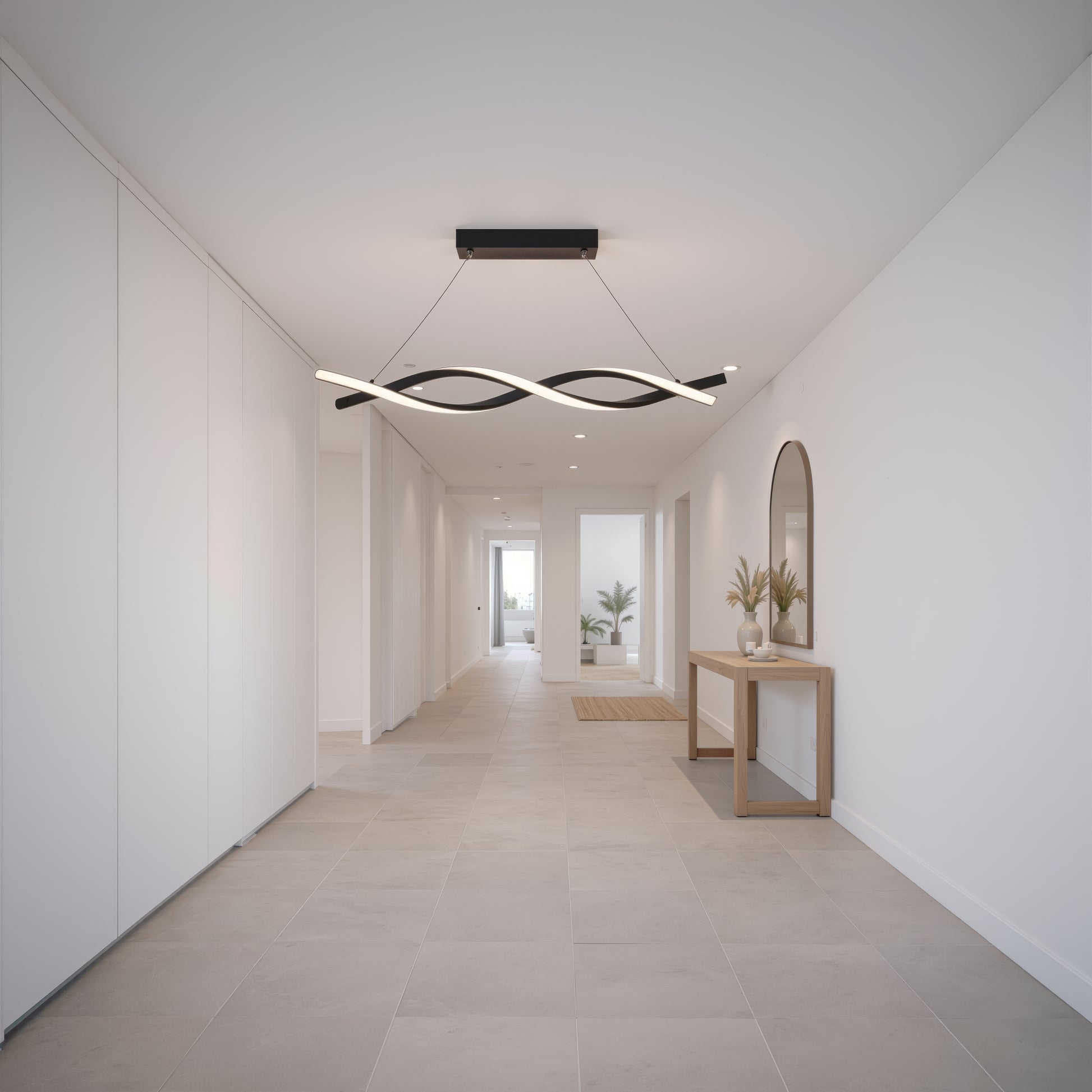 Окачен LED полилей с дистанционно управление, FLUX, 27W, 116 см, студена/топла/неутрална светлина 3000K/4000K/6000K, димируем, черен, регулируема височина, метални и силиконови модерни полилеи Заглавие по подразбиране Alessandro Design