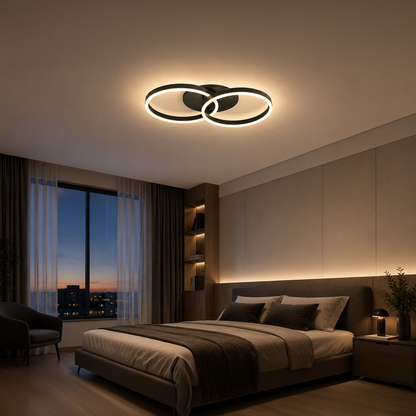 LED полилей с дистанционно управление RIGA LILITH 34W, 2 кръга, студена/топла/неутрална светлина, димируем, черен LED полилей с дистанционно управление Заглавие по подразбиране Alessandro Design