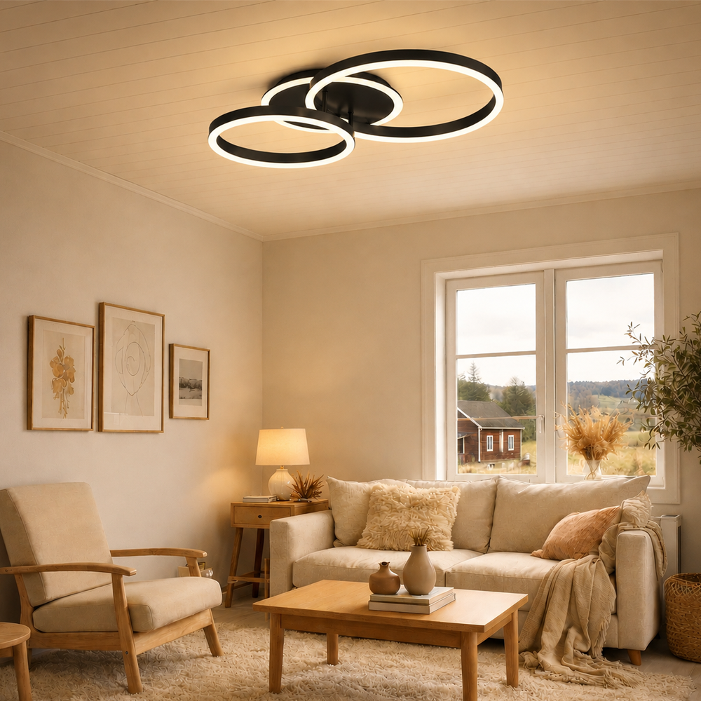 LED полилей с дистанционно RINOVA 66W, 2 кръга, студена/топла/неутрална светлина, димируем, черен LED полилей с дистанционно управление Заглавие по подразбиране Alessandro Design
