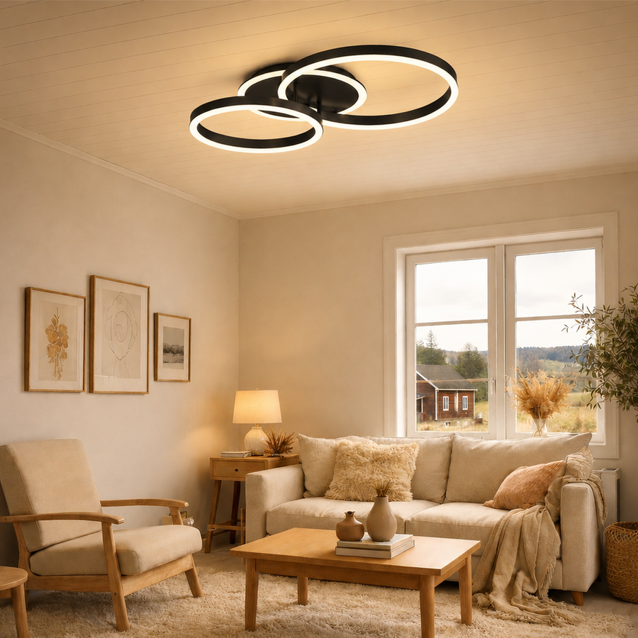 LED полилей с дистанционно RINOVA 66W, 2 кръга, студена/топла/неутрална светлина, димируем, черен LED полилей с дистанционно управление Заглавие по подразбиране Alessandro Design