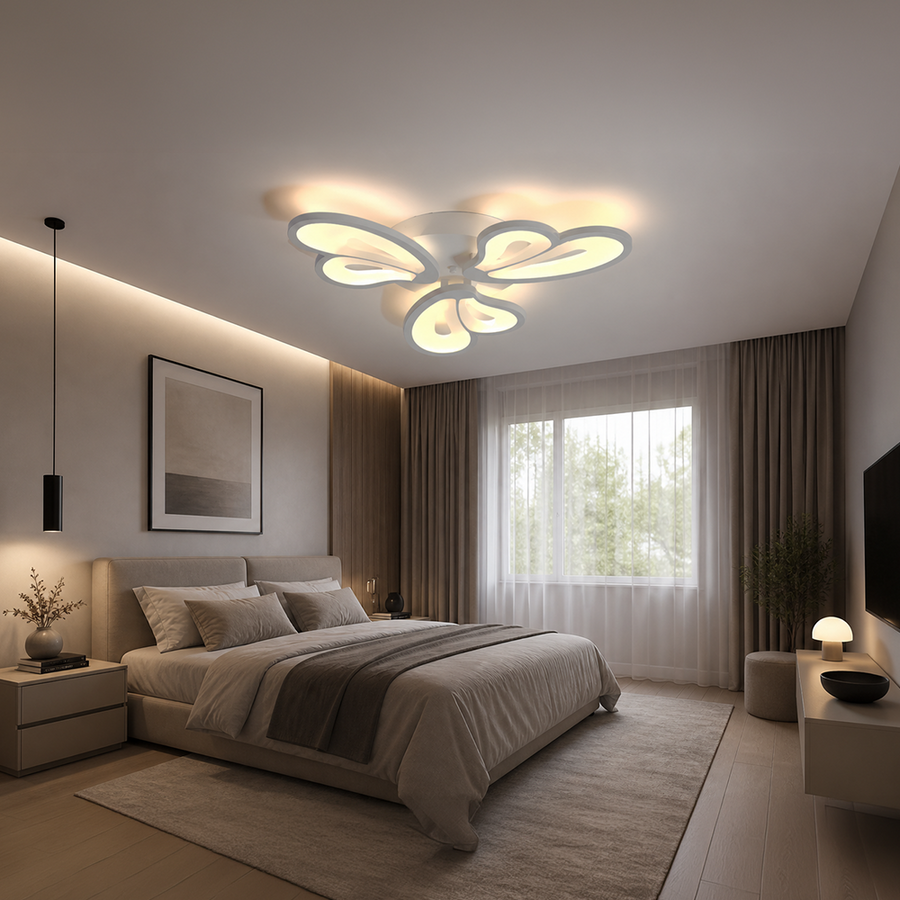 LED полилей с дистанционно управление BLOSSOM 40W, 3 венчелистчета, студена/топла/неутрална светлина, димиране, бял LED полилей с дистанционно управление Заглавие по подразбиране Alessandro Design