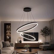 Окачен LED полилей с дистанционно управление CASIANA 40W, 2 кръга, студена/топла/неутрална светлина 3000K/4000K/6000K, димируем, черен, регулируема височина, метални и акрилни LED полилеи с дистанционно управление Заглавие по подразбиране Alessandro Design