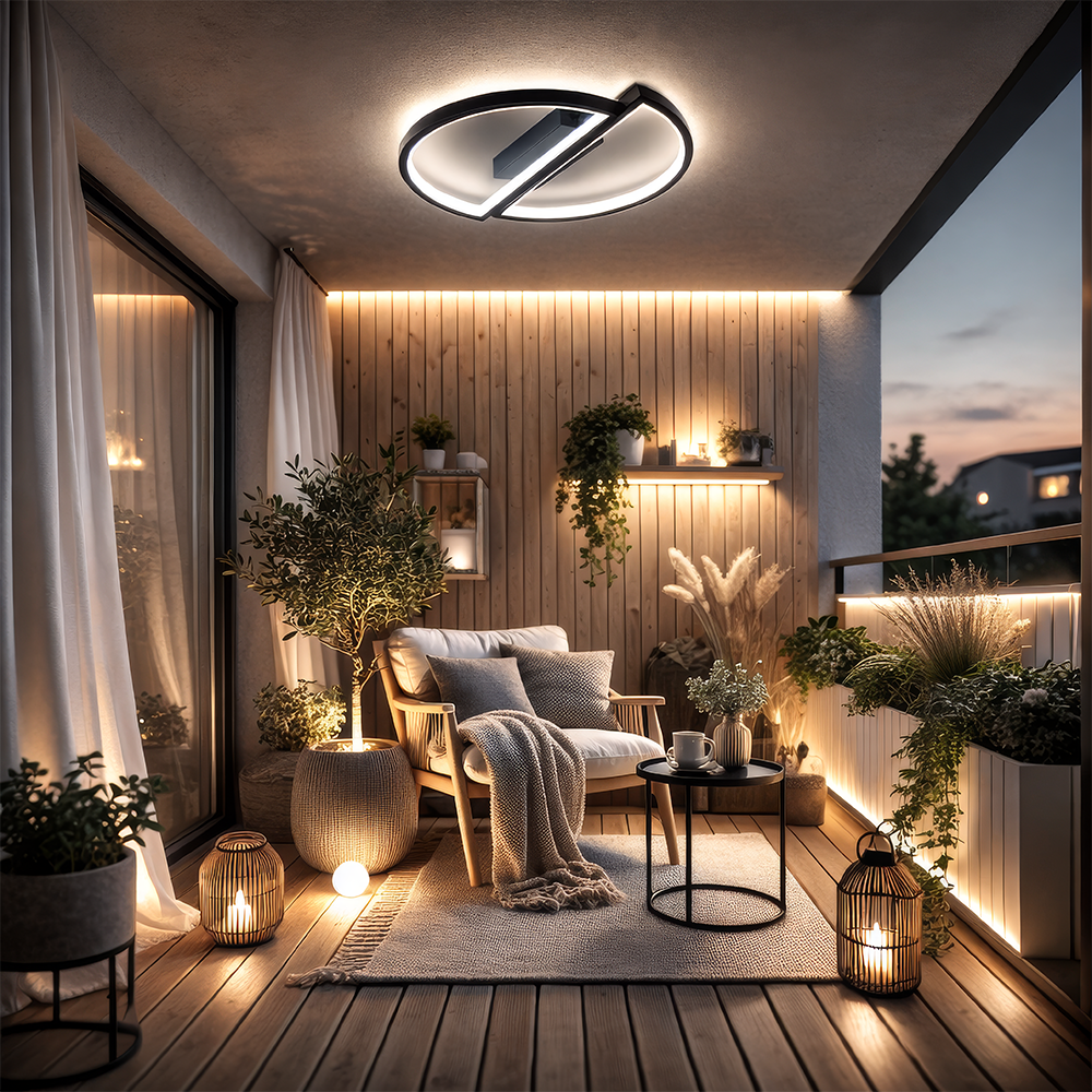 LED полилей с дистанционно управление VECTOR ARCUS 52W, 2 елемента, Студена/Топла/Неутрална светлина, Димируем, Черен LED полилей с дистанционно управление Default Title Alessandro Design