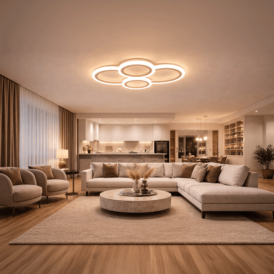 LED полилей с дистанционно BETTY 43W, 4 кръга, Студена/Топла/Неутрална светлина, Димируем, Бял LED полилей с дистанционно управление Заглавие по подразбиране Alessandro Design