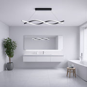 Окачен LED полилей с дистанционно управление, FLUX, 27W, 116 см, студена/топла/неутрална светлина 3000K/4000K/6000K, димируем, черен, регулируема височина, метални и силиконови модерни полилеи Заглавие по подразбиране Alessandro Design