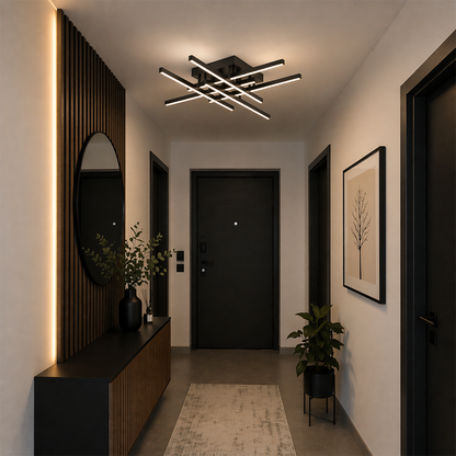LED полилей с дистанционно управление LINEX, 81W, 6 елемента, линейна, студена/топла/неутрална светлина, димируем, черен LED полилей с дистанционно управление Заглавие по подразбиране Alessandro Design