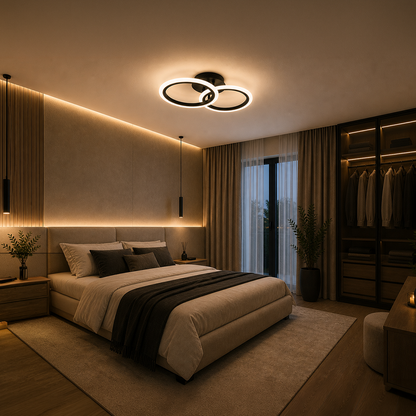 LED полилей с дистанционно BETTY 27W, 2 кръга, студена/топла/неутрална светлина, димируем, черен LED полилей с дистанционно управление Заглавие по подразбиране Alessandro Design