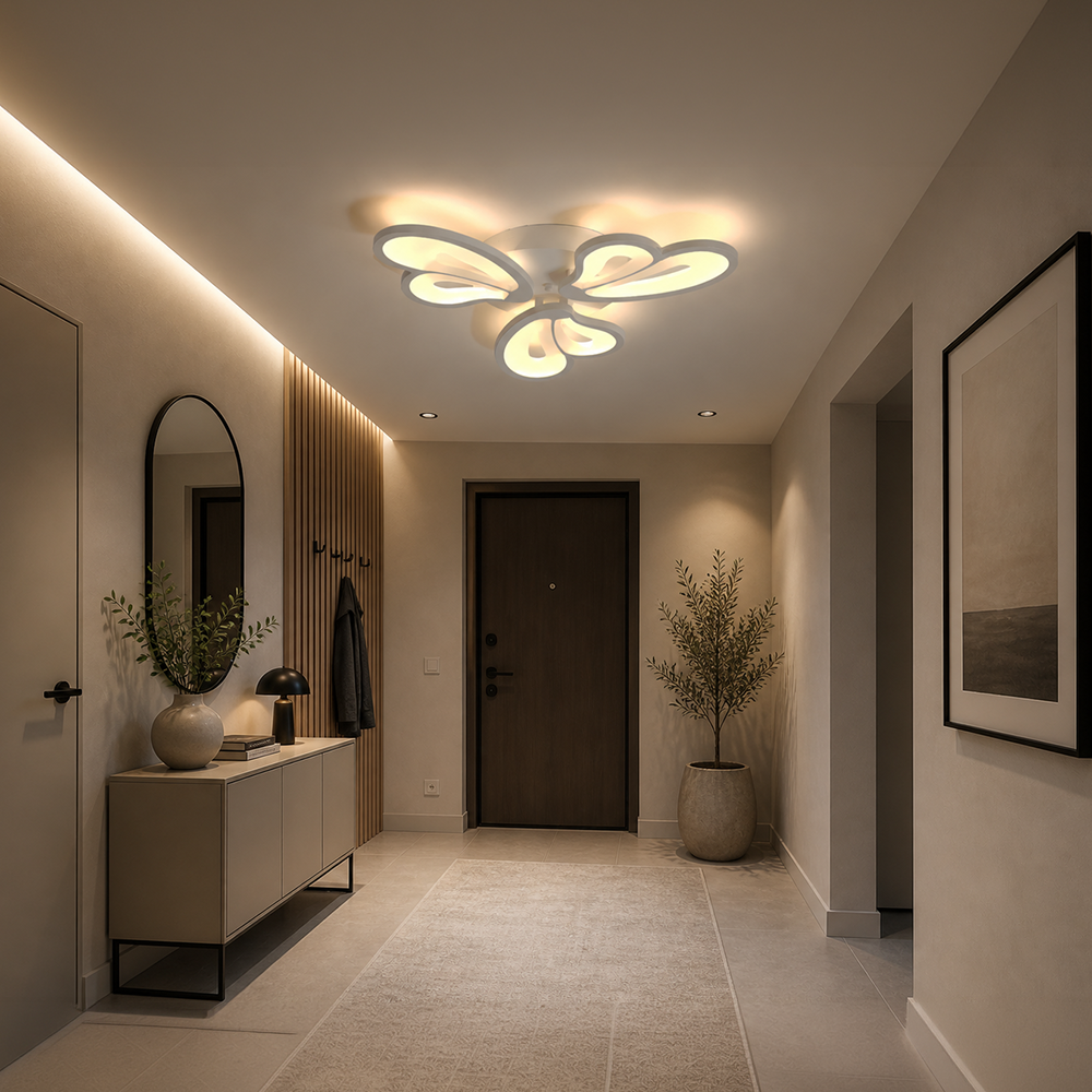 LED полилей с дистанционно управление BLOSSOM 40W, 3 венчелистчета, студена/топла/неутрална светлина, димиране, бял LED полилей с дистанционно управление Заглавие по подразбиране Alessandro Design