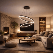 Окачен LED полилей с дистанционно управление CASIANA 40W, 2 кръга, студена/топла/неутрална светлина 3000K/4000K/6000K, димируем, черен, регулируема височина, метални и акрилни LED полилеи с дистанционно управление Заглавие по подразбиране Alessandro Design