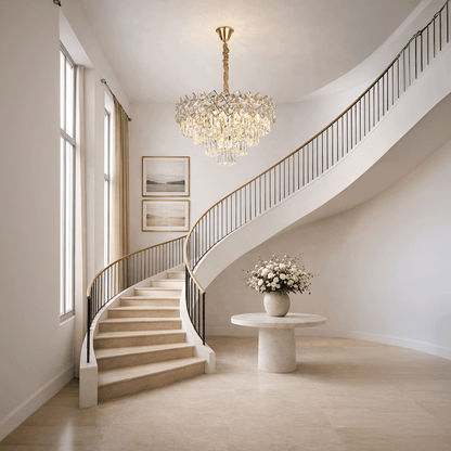 Кристален полилей WINDSOR Elegance 8x E14, диаметър 39 см, блестящо злато, регулируема височина, метални и кристални кристални полилеи Заглавие по подразбиране Alessandro Design