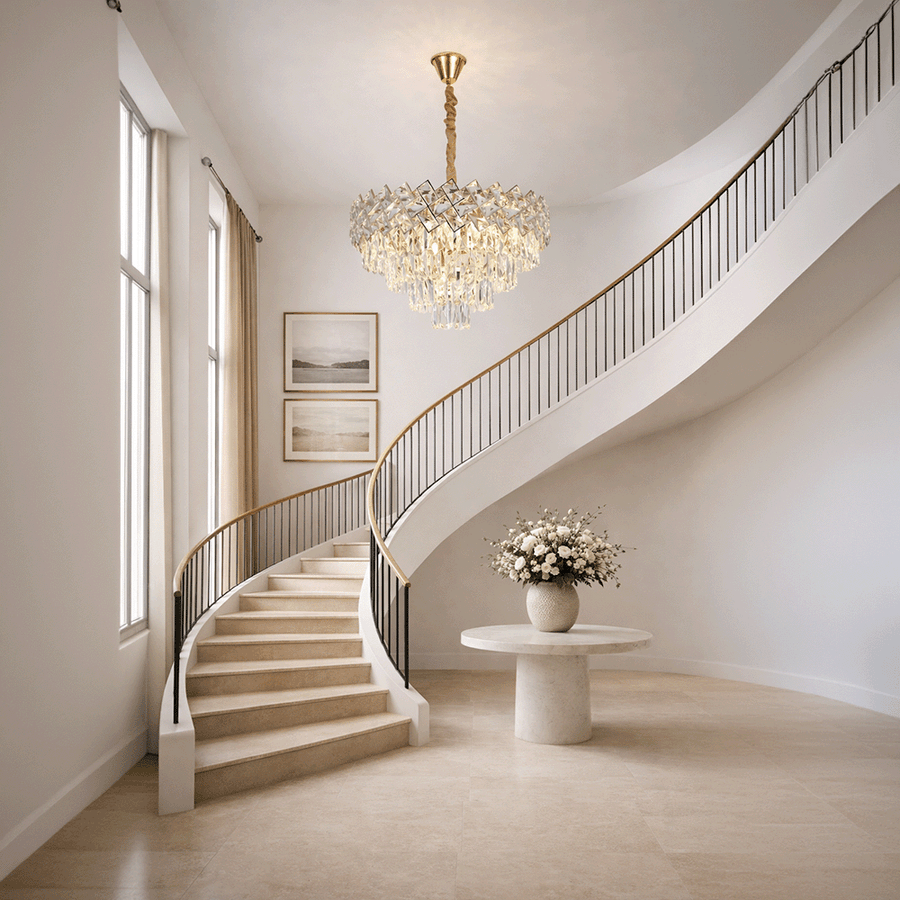 Кристален полилей WINDSOR Elegance 8x E14, диаметър 39 см, блестящо злато, регулируема височина, метални и кристални кристални полилеи Заглавие по подразбиране Alessandro Design