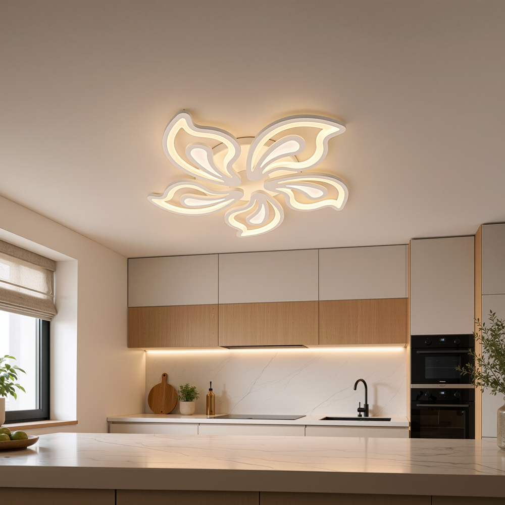 LED полилей с дистанционно управление GLORIOSA 95W, 5 венчелистчета, студена/топла/неутрална светлина, димиране, бял LED полилей с дистанционно управление Default Title Alessandro Design