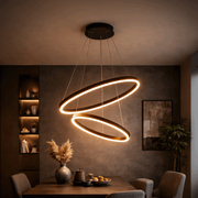 Окачен LED полилей с дистанционно управление CASIANA 40W, 2 кръга, студена/топла/неутрална светлина 3000K/4000K/6000K, димируем, черен, регулируема височина, метални и акрилни LED полилеи с дистанционно управление Заглавие по подразбиране Alessandro Design