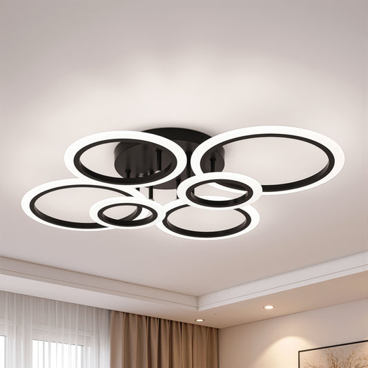 LED полилей с дистанционно управление BETTY 82W, 6 кръга, студена/топла/неутрална светлина, димируем, черен LED полилей с дистанционно управление Заглавие по подразбиране Alessandro Design