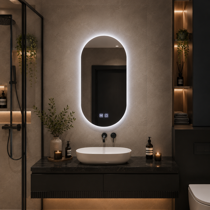 Овално LED огледало, 50x100cm, Velara Touch, система за разрушаване, подразбиращ се