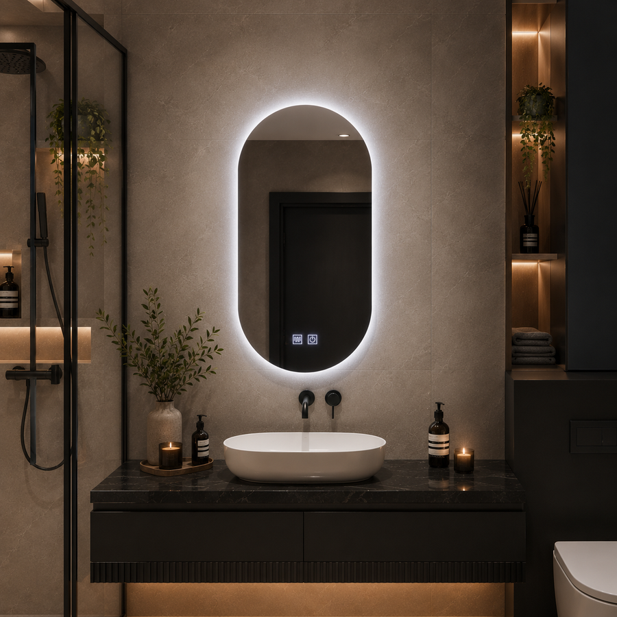 Овално LED огледало, 50x100cm, Velara Touch, система за разрушаване, подразбиращ се