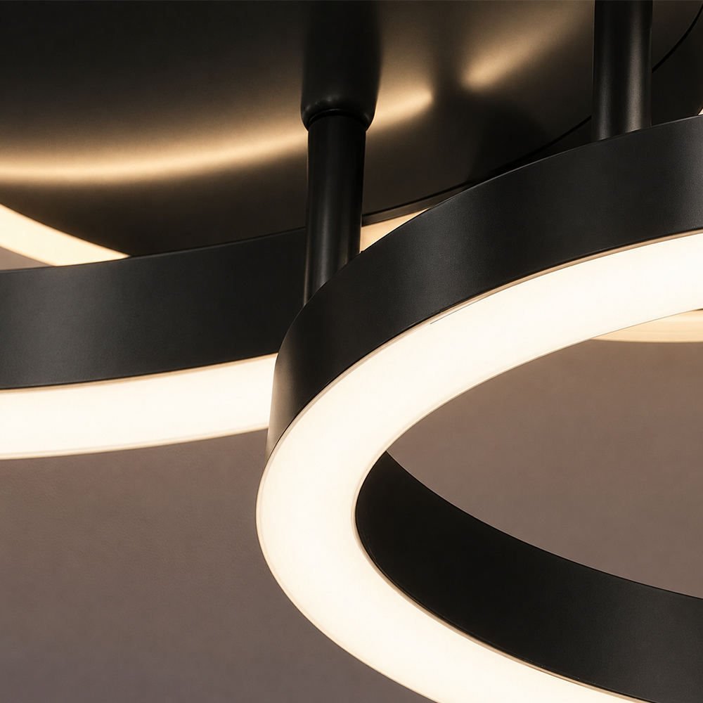 LED полилей с дистанционно RINOVA 66W, 2 кръга, студена/топла/неутрална светлина, димируем, черен LED полилей с дистанционно управление Заглавие по подразбиране Alessandro Design
