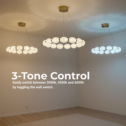 Lustra LED suspendata FAUSTO II, 42W, lumina Rece/Calda/Neutra, Inaltime Reglabila, Auriu Lustre Moderne Default Title Alessandro Design