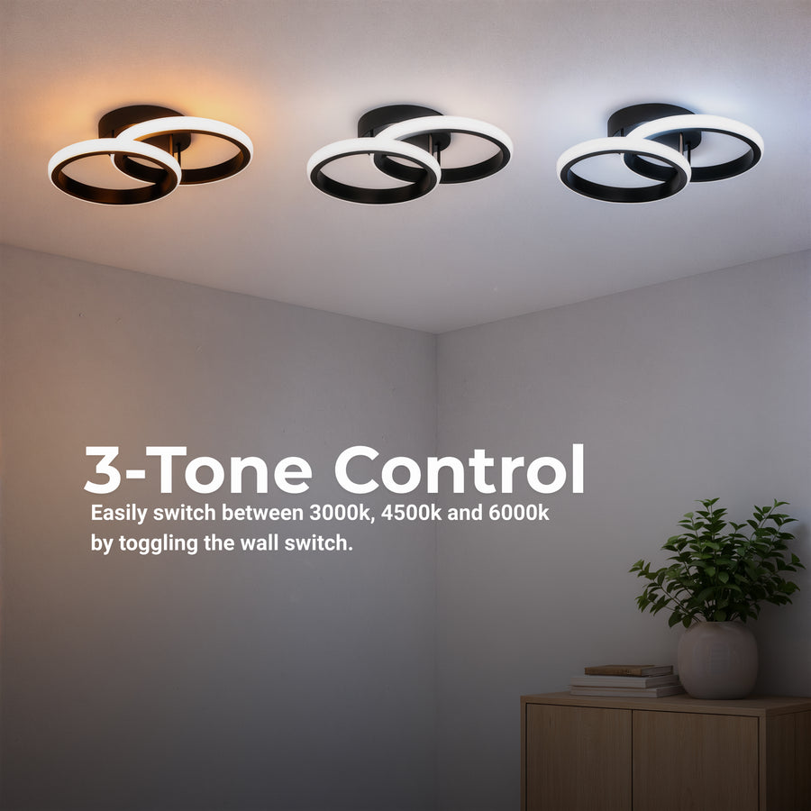 LED полилей VERTEX CIRCULA 21W, 2 кръга, метални рамки, студена/топла/неутрална светлина 3000K/4000K/6000K, черен, метални LED полилеи Заглавие по подразбиране Alessandro Design