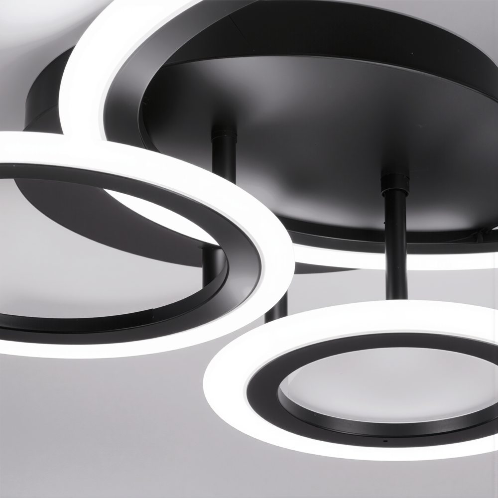 LED полилей с дистанционно BETTY 40W, 3 кръга, студена/топла/неутрална светлина, димируем, черен LED полилей с дистанционно управление Заглавие по подразбиране Alessandro Design