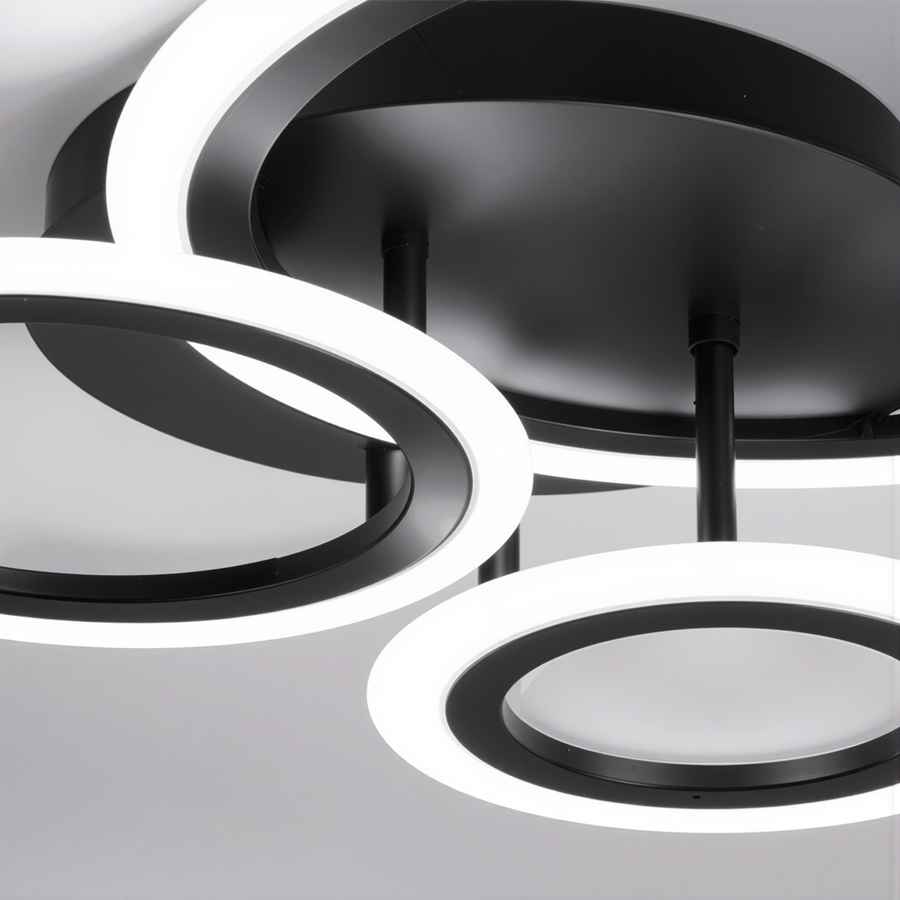 LED полилей с дистанционно BETTY 40W, 3 кръга, студена/топла/неутрална светлина, димируем, черен LED полилей с дистанционно управление Заглавие по подразбиране Alessandro Design